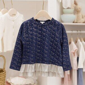 Crewcuts Zebra Printed Ruffle Hem Blouse Novelty Holiday Dainty Girl's 8